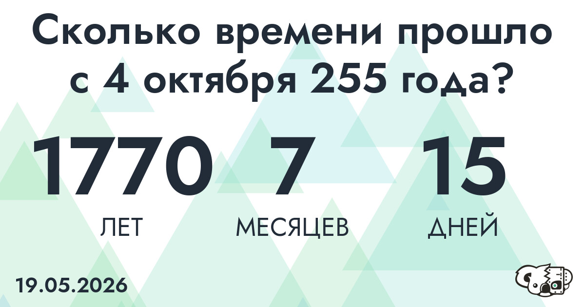 Сколько времени прошло с 4 октября 255 года