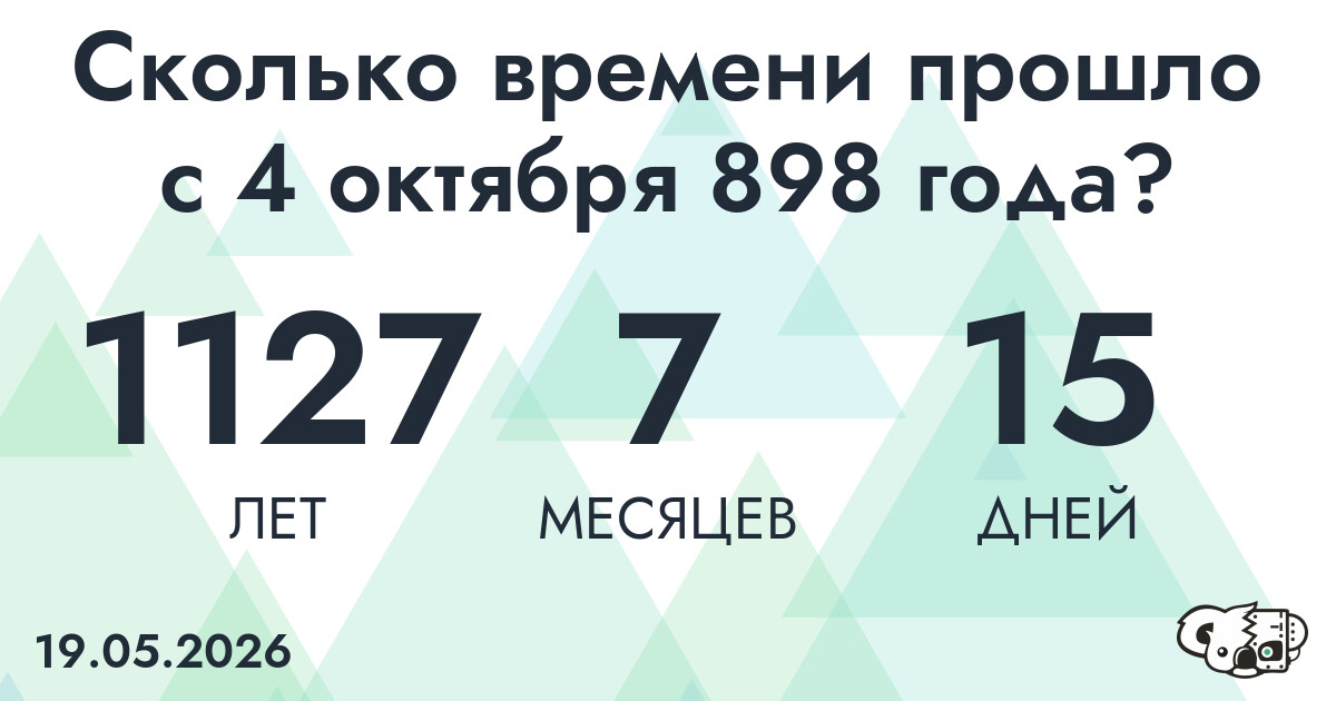 Сколько времени прошло с 4 октября 898 года
