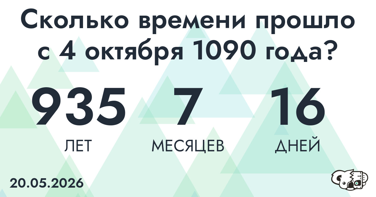 Сколько времени прошло с 4 октября 1090 года