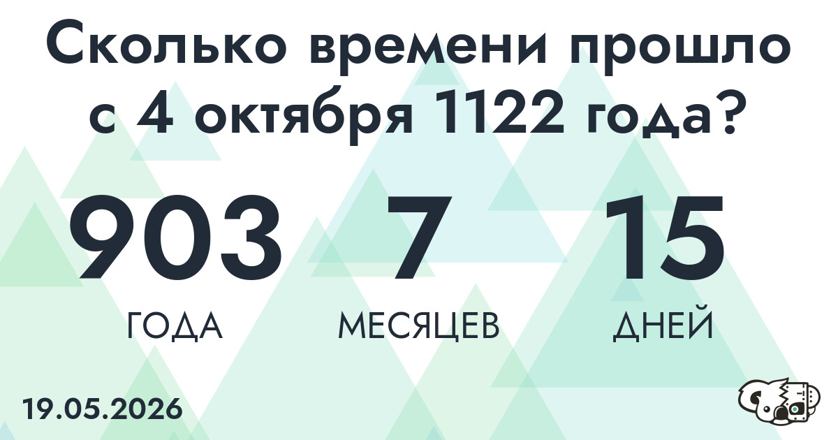 Сколько времени прошло с 4 октября 1122 года