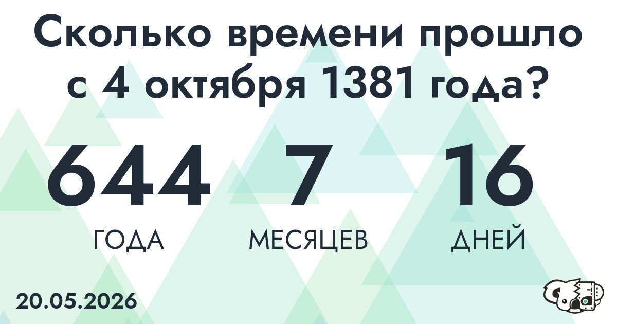 Сколько времени прошло с 4 октября 1381 года