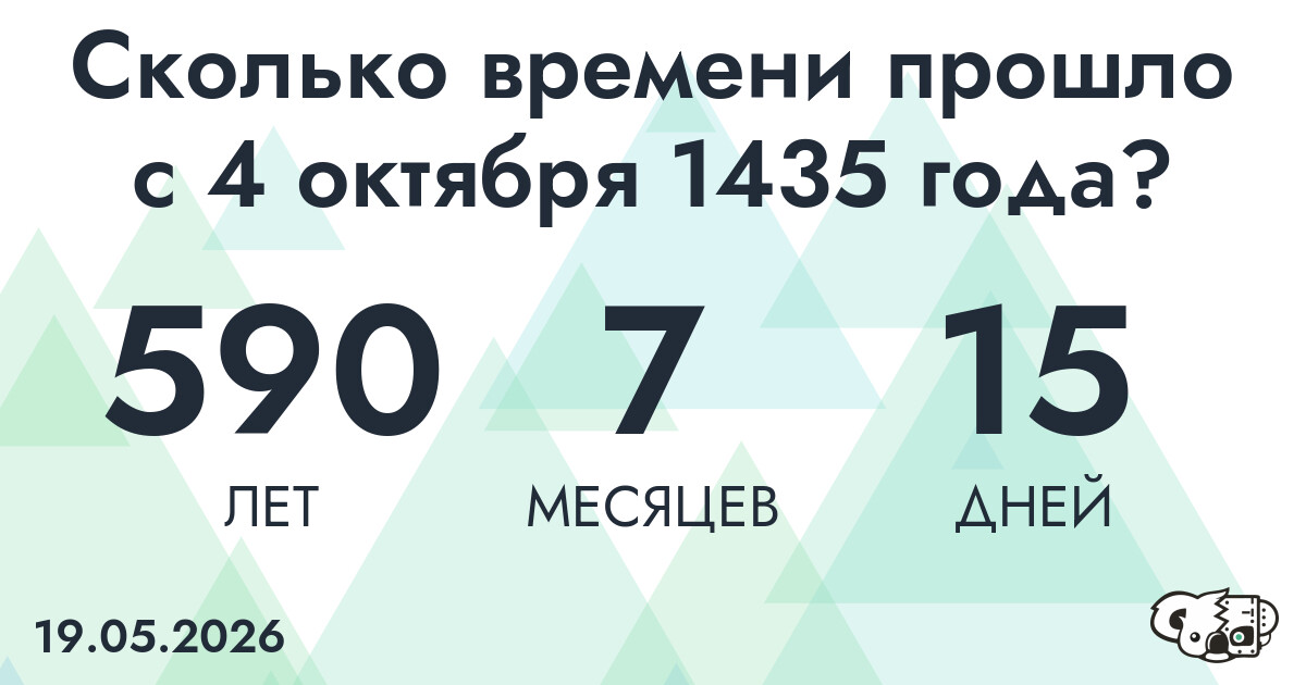 Сколько времени прошло с 4 октября 1435 года