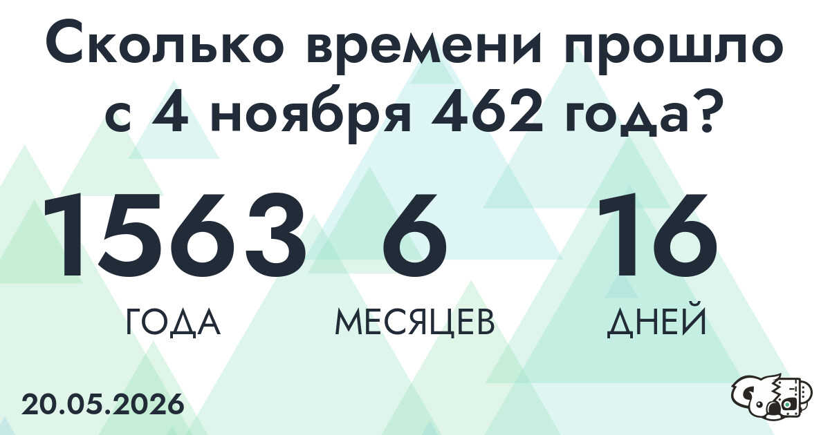 Сколько времени прошло с 4 ноября 462 года