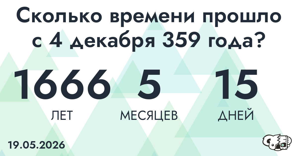 Сколько времени прошло с 4 декабря 359 года