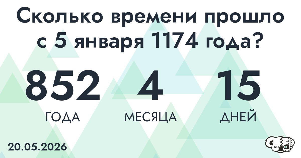 Сколько времени прошло с 5 января 1174 года