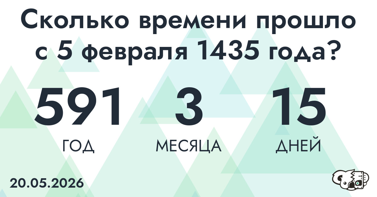 Сколько времени прошло с 5 февраля 1435 года