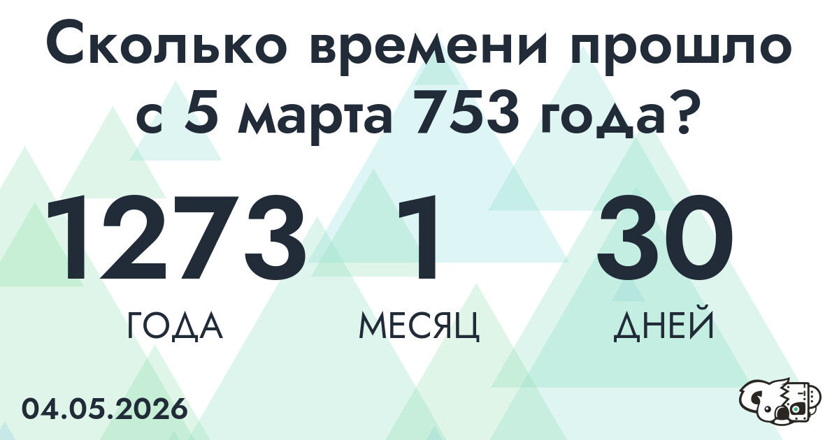 Сколько времени прошло с 5 марта 753 года