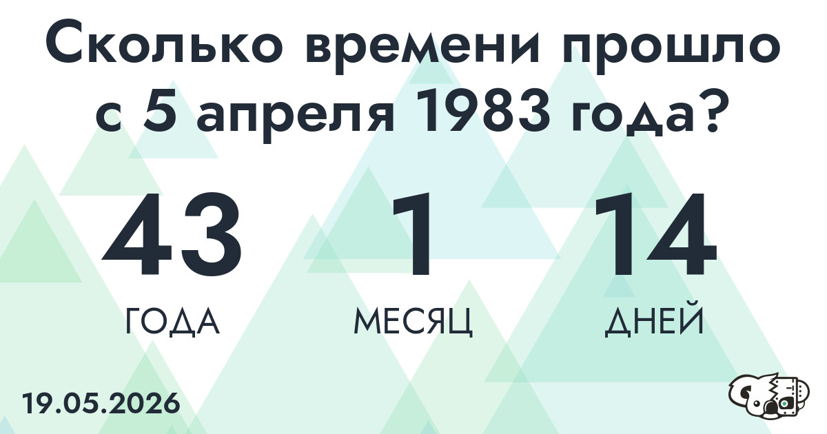 Сколько времени прошло с 5 апреля 1983 года