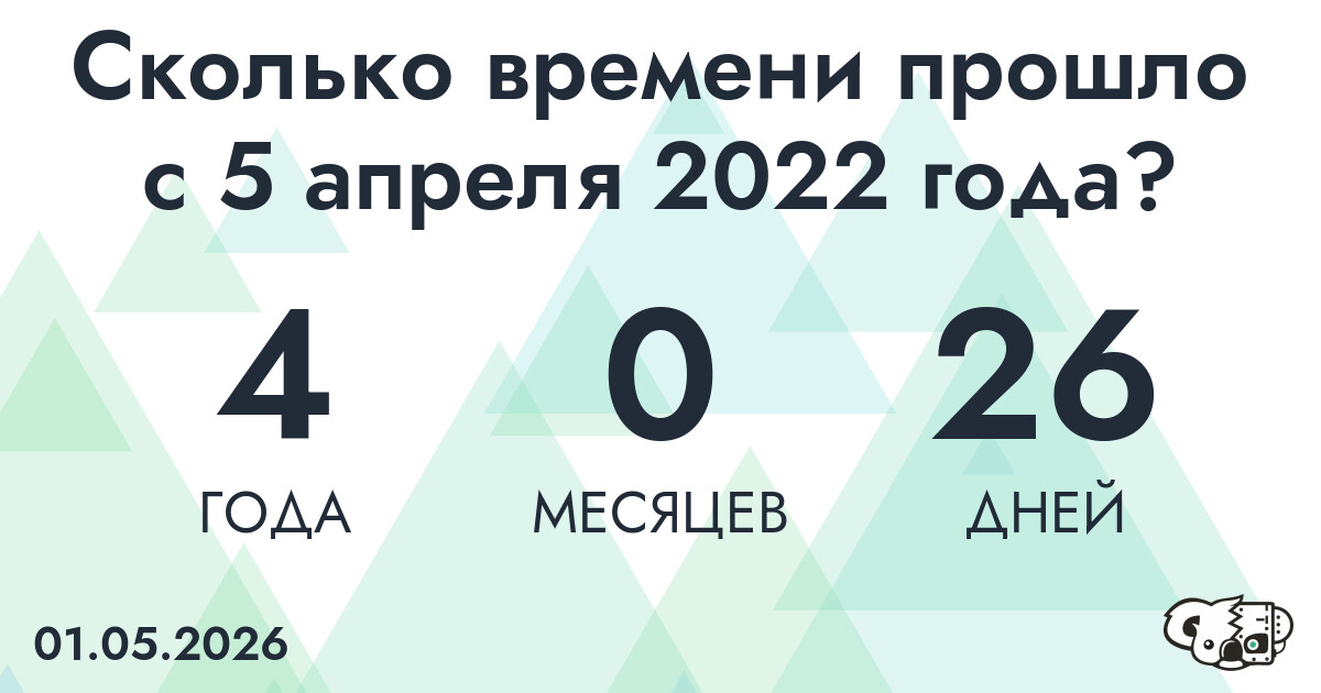 Сколько времени прошло с 5 апреля 2022 года