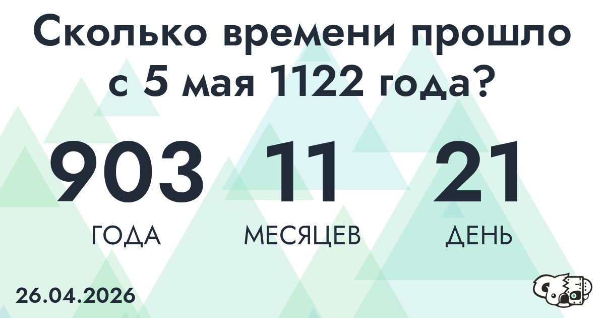 Сколько времени прошло с 5 мая 1122 года