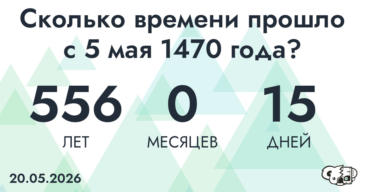 Сколько времени прошло с 5 мая 1470 года