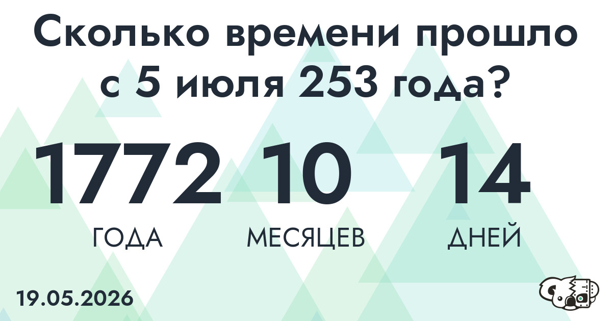 Сколько времени прошло с 5 июля 253 года