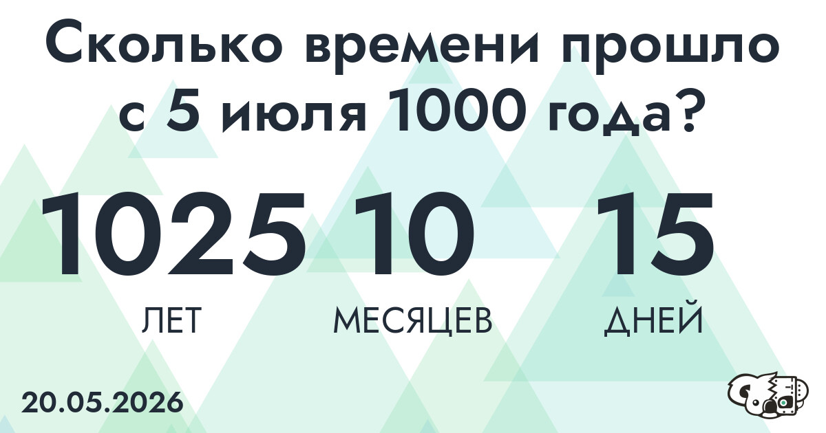 Сколько времени прошло с 5 июля 1000 года