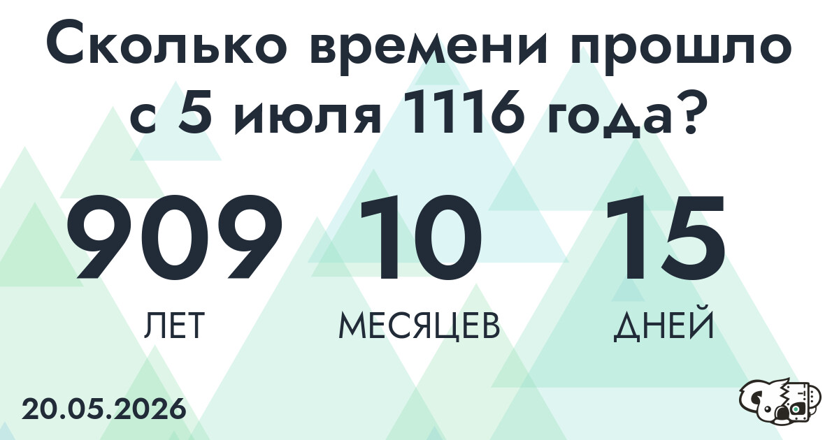 Сколько времени прошло с 5 июля 1116 года