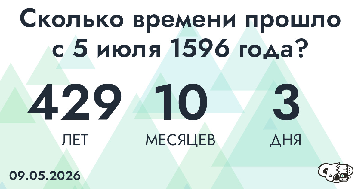 Сколько времени прошло с 5 июля 1596 года