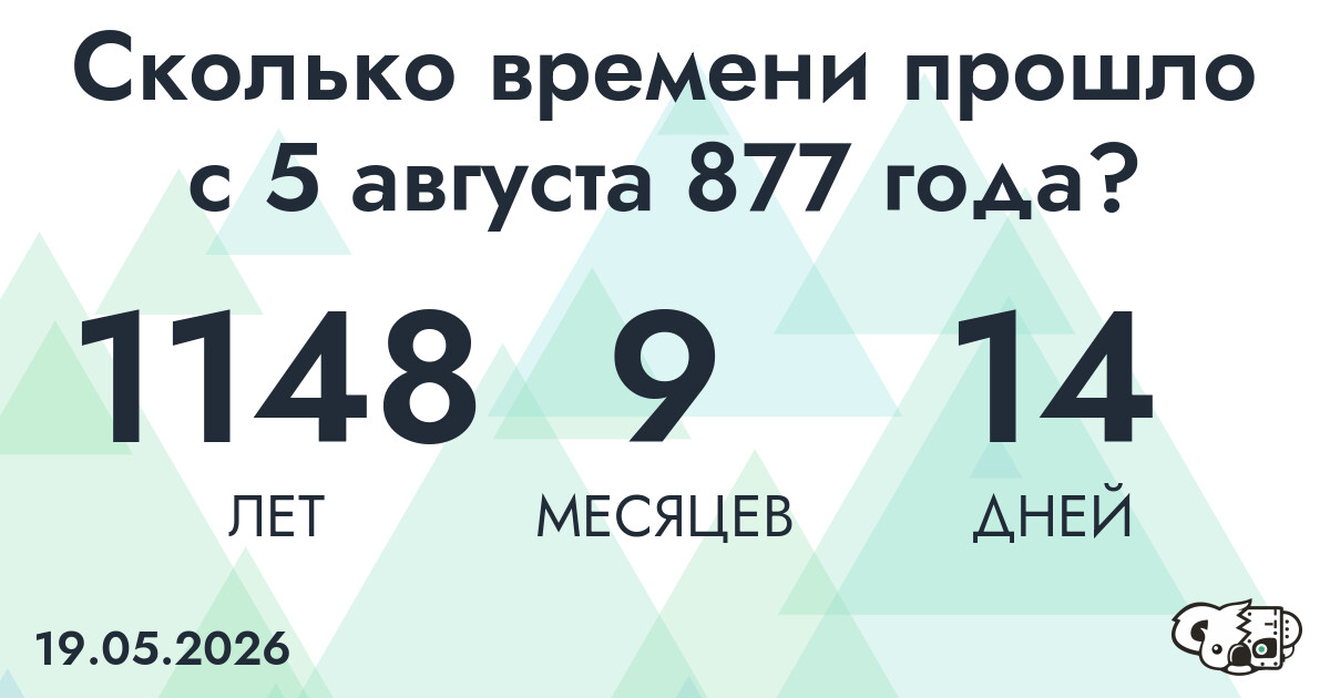 Сколько времени прошло с 5 августа 877 года