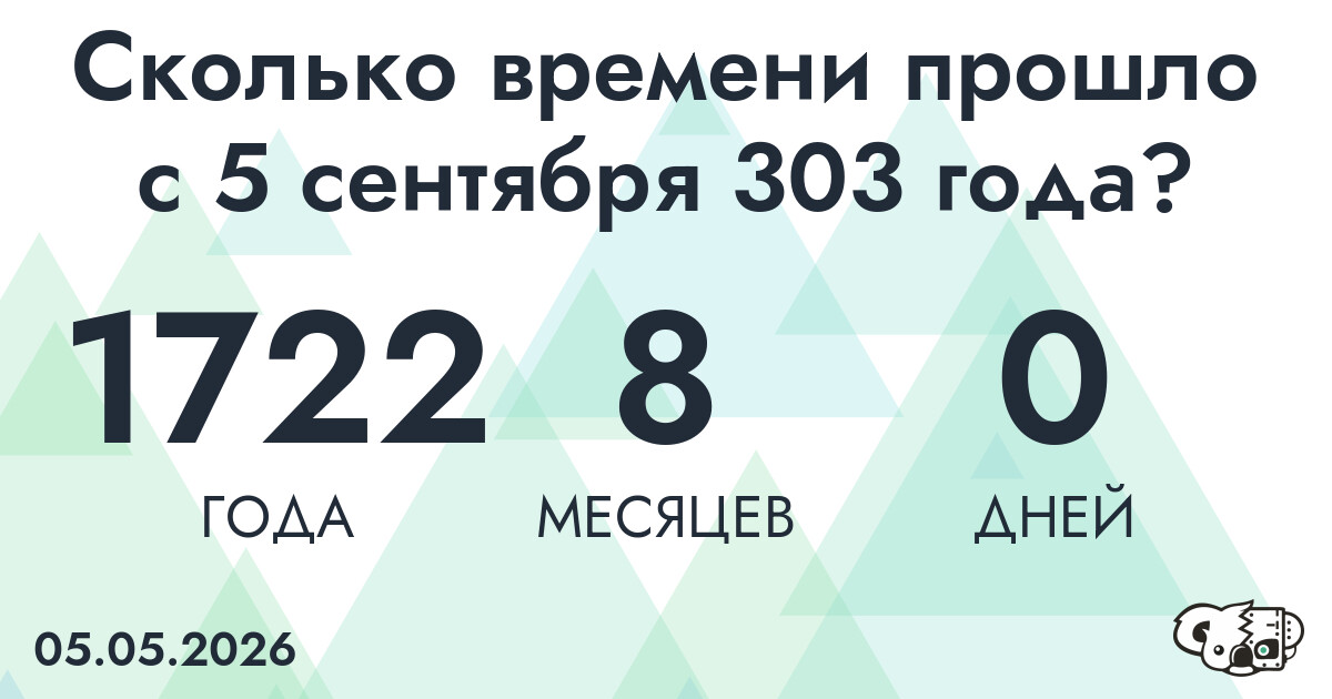 Сколько времени прошло с 5 сентября 303 года