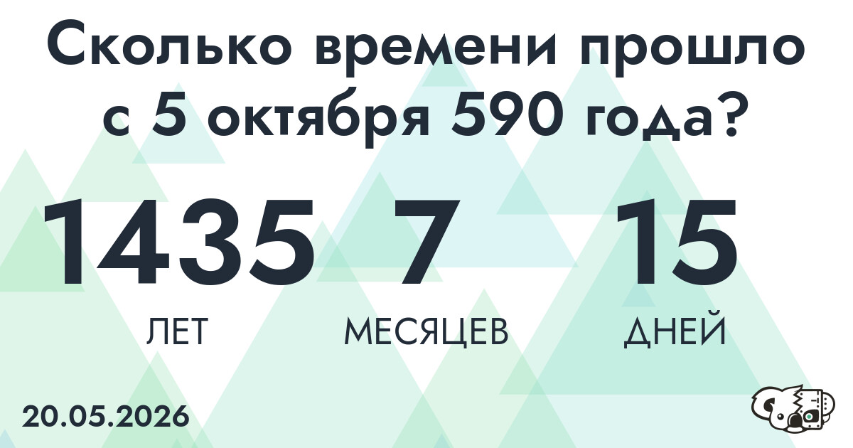 Сколько времени прошло с 5 октября 590 года