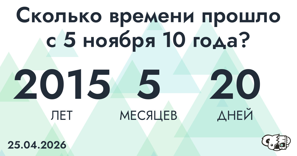 Сколько времени прошло с 5 ноября 10 года