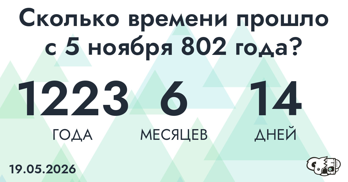 Сколько времени прошло с 5 ноября 802 года