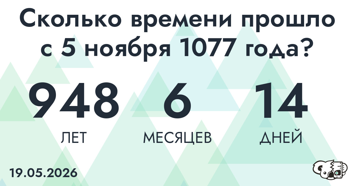 Сколько времени прошло с 5 ноября 1077 года