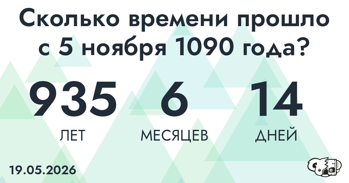 Сколько времени прошло с 5 ноября 1090 года