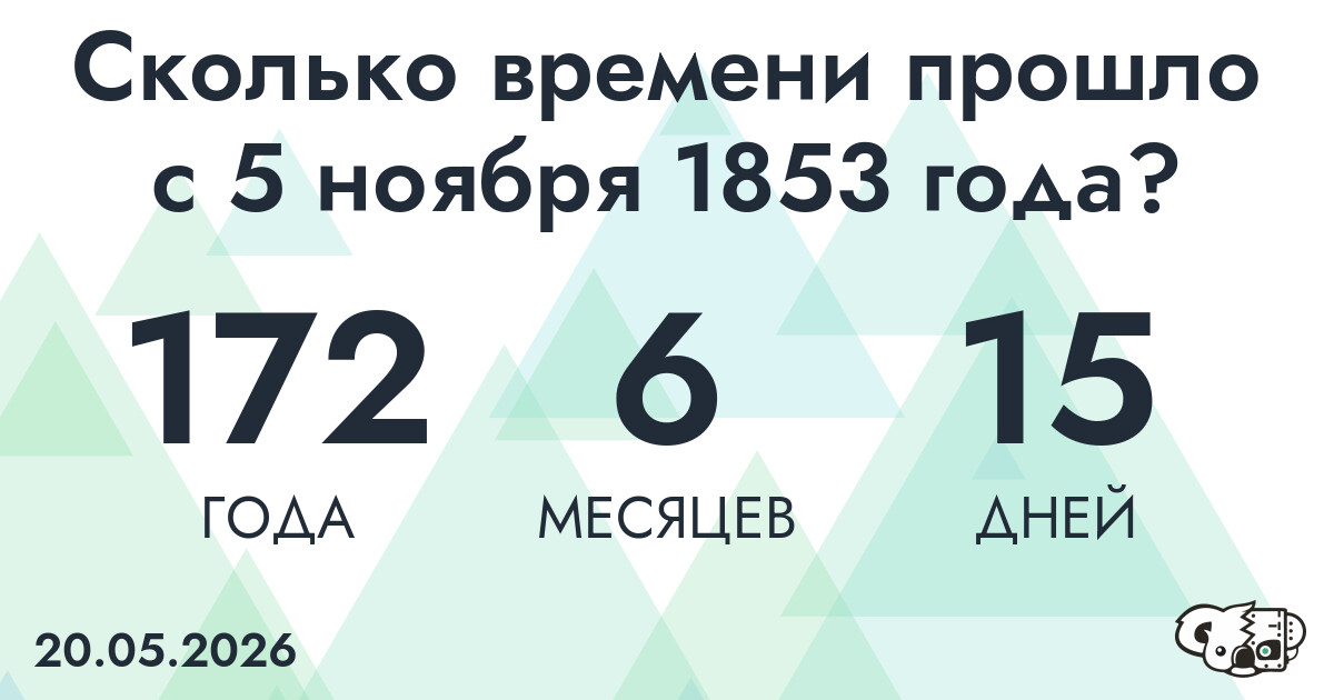 Сколько времени прошло с 5 ноября 1853 года