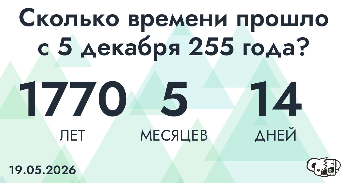 Сколько времени прошло с 5 декабря 255 года