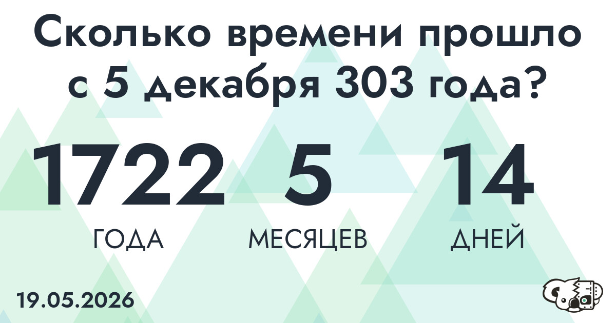 Сколько времени прошло с 5 декабря 303 года