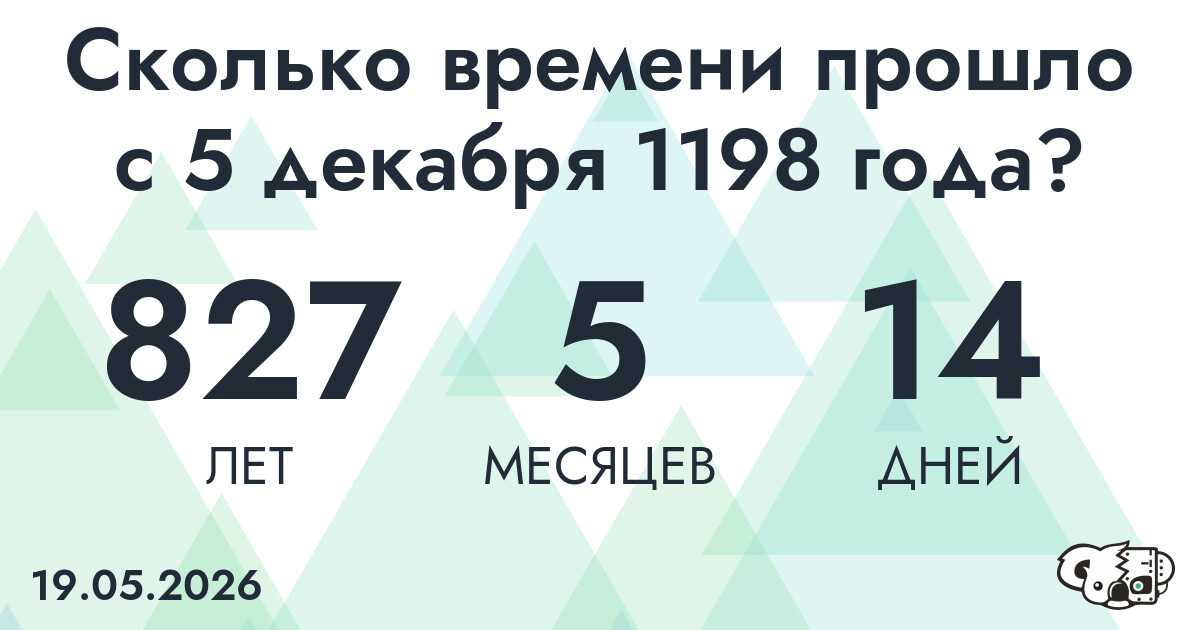 Сколько времени прошло с 5 декабря 1198 года