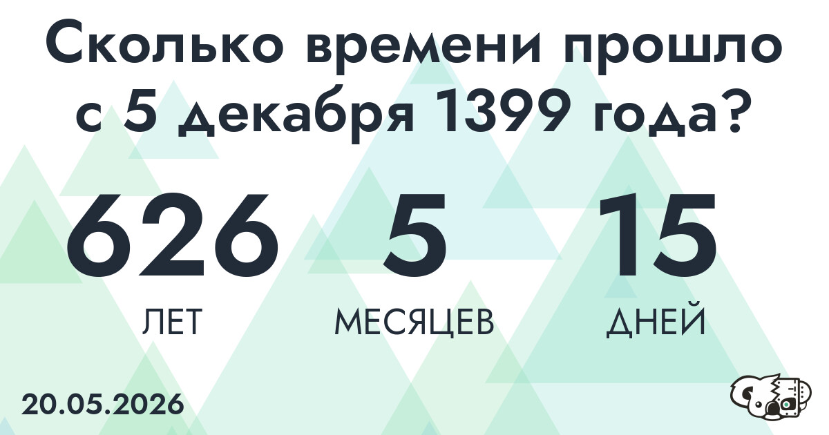 Сколько времени прошло с 5 декабря 1399 года