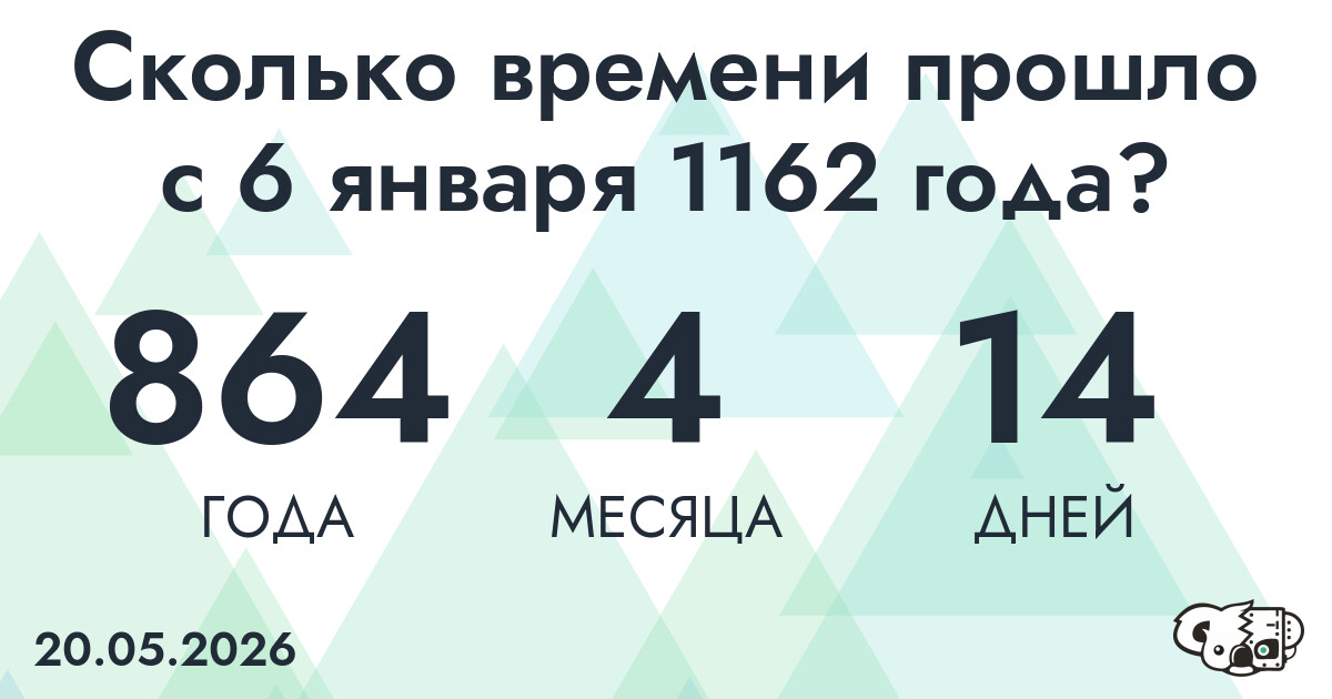 Сколько времени прошло с 6 января 1162 года