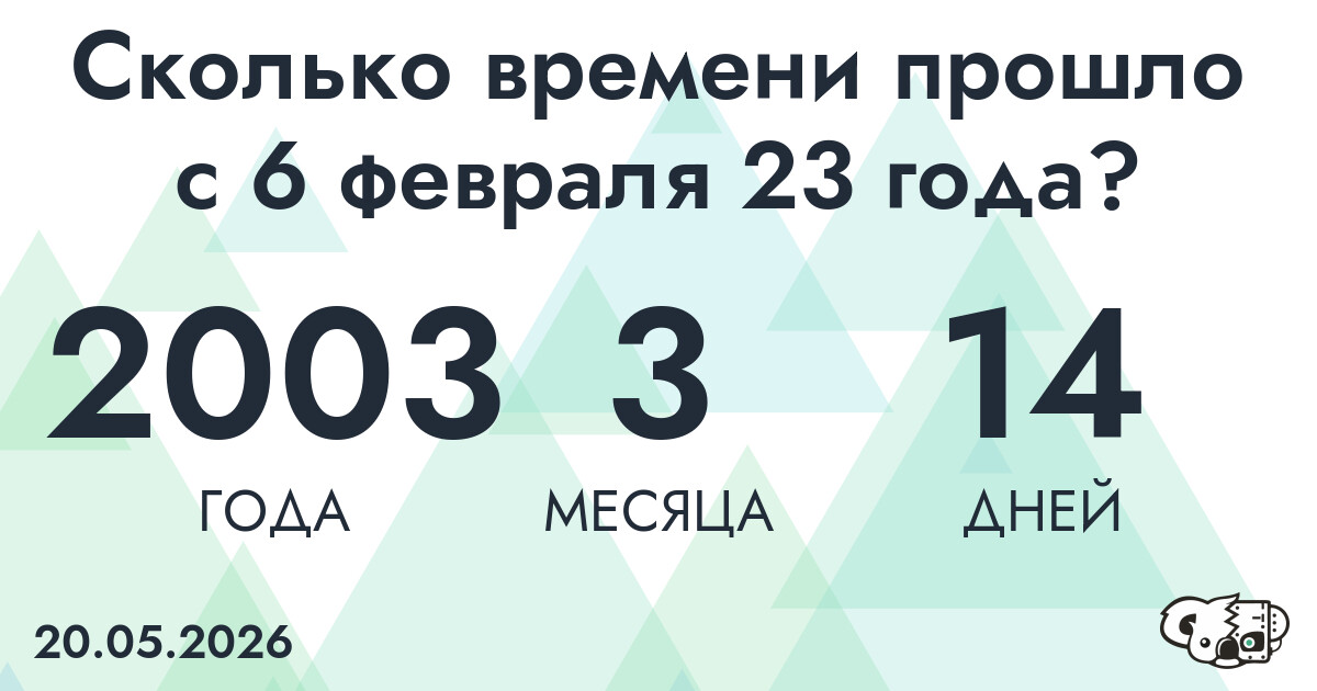 Сколько времени прошло с 6 февраля 23 года
