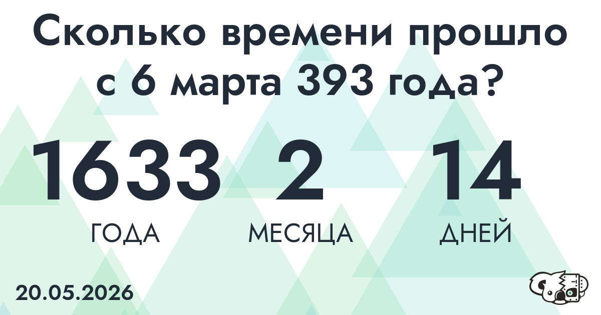 Сколько времени прошло с 6 марта 393 года