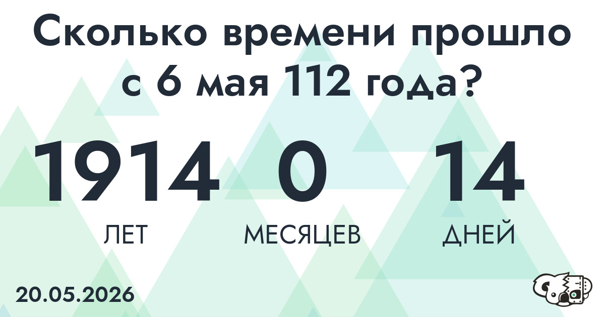 Сколько времени прошло с 6 мая 112 года