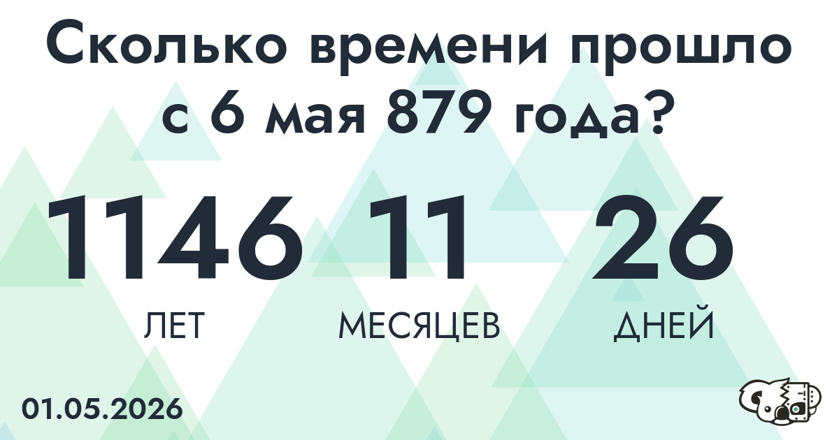 Сколько времени прошло с 6 мая 879 года