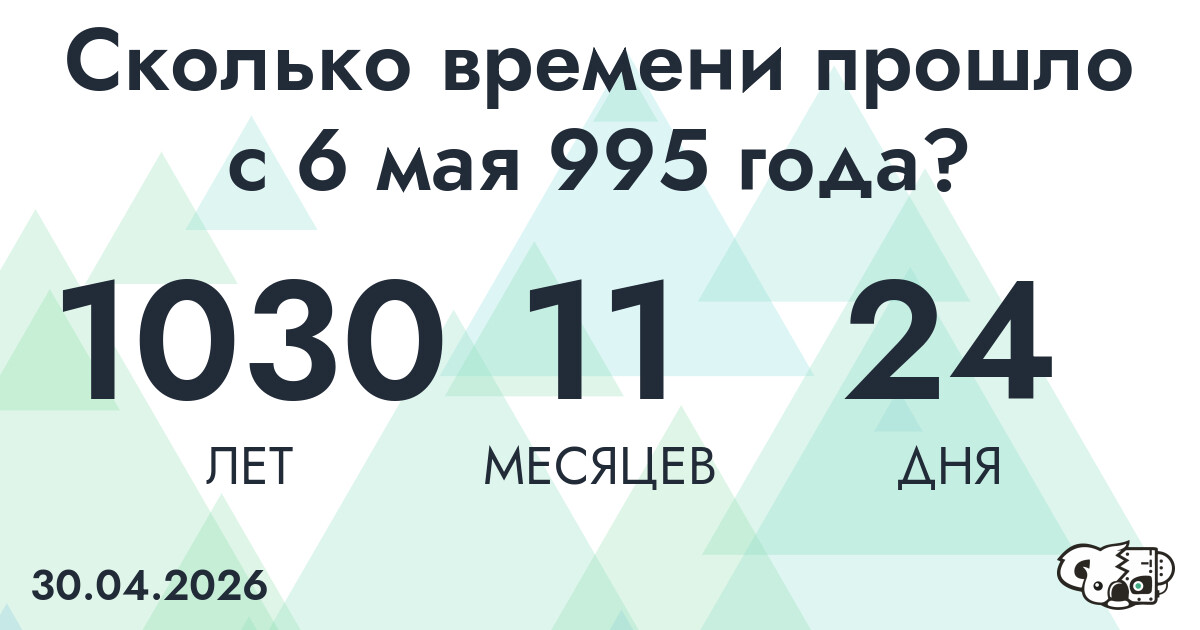Сколько времени прошло с 6 мая 995 года