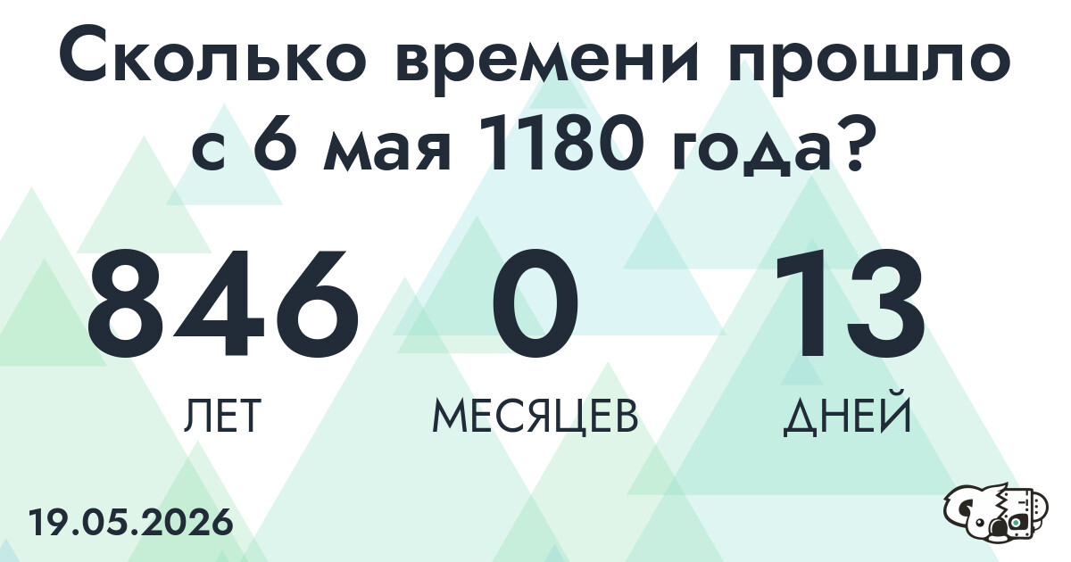 Сколько времени прошло с 6 мая 1180 года