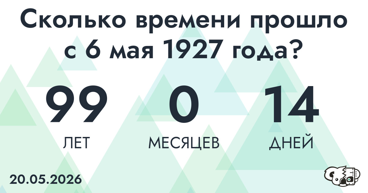 Сколько времени прошло с 6 мая 1927 года
