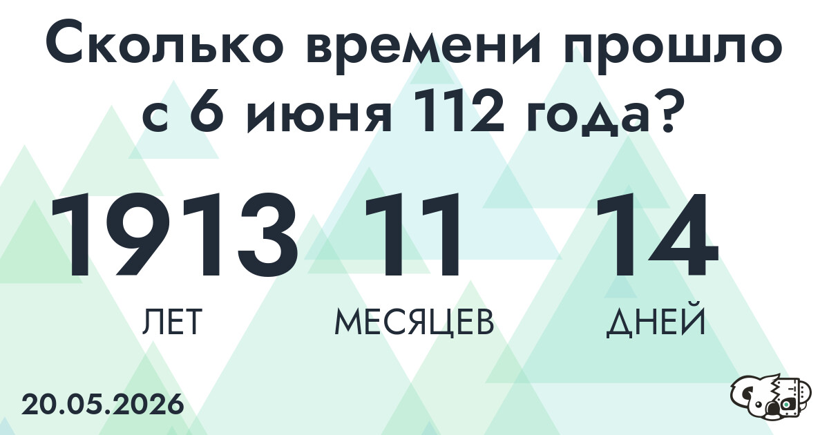 Сколько времени прошло с 6 июня 112 года