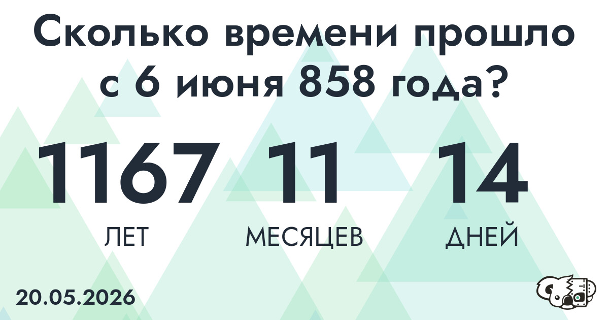 Сколько времени прошло с 6 июня 858 года