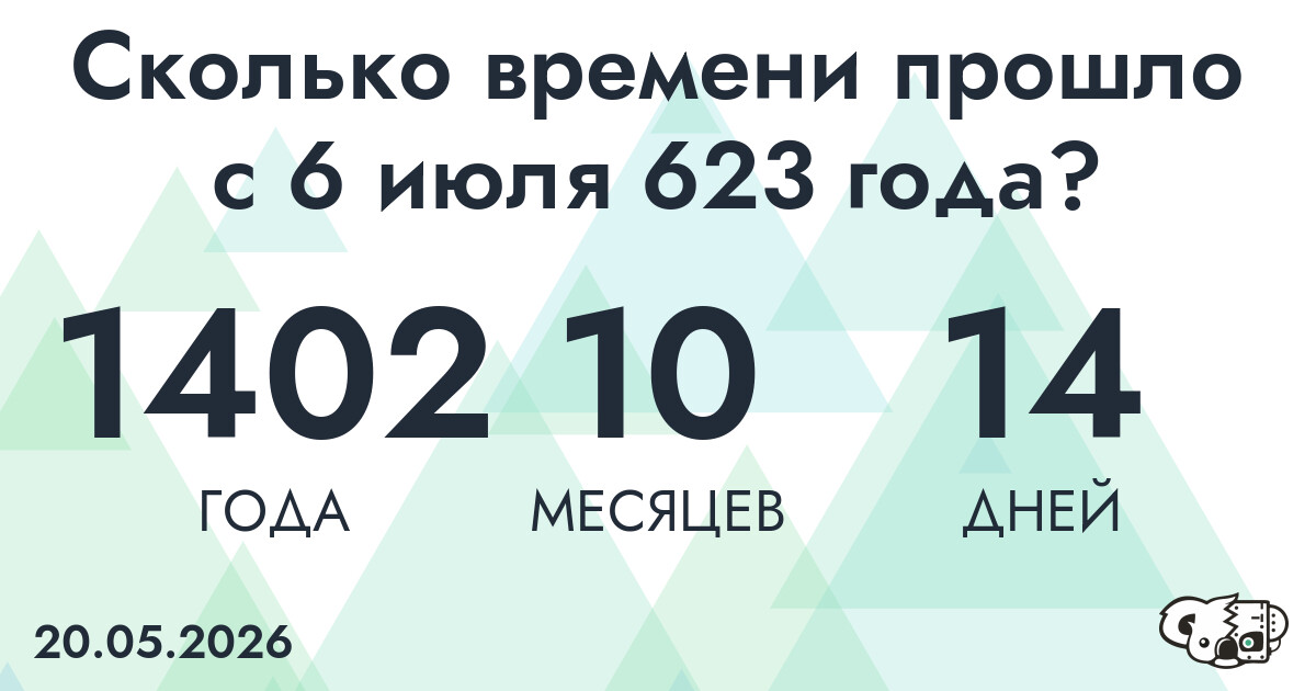 Сколько времени прошло с 6 июля 623 года