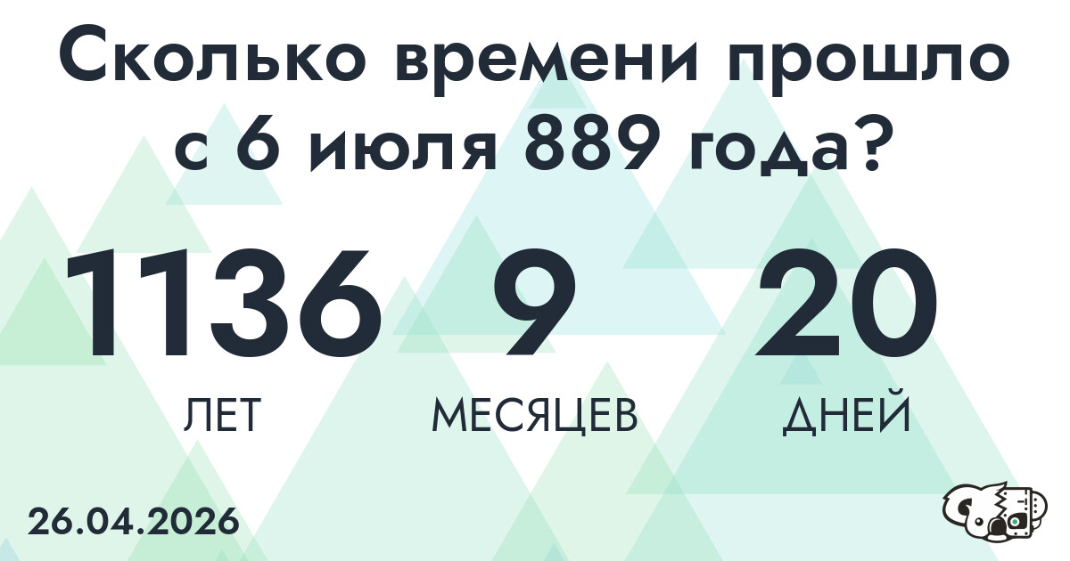 Сколько времени прошло с 6 июля 889 года