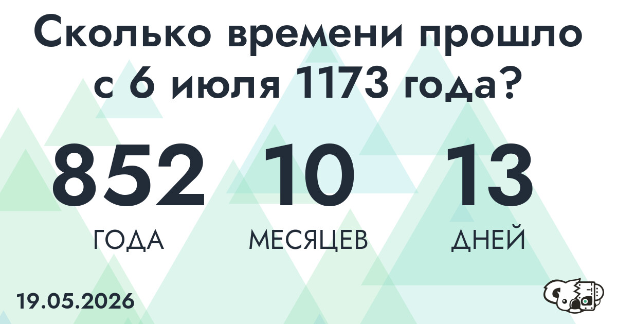 Сколько времени прошло с 6 июля 1173 года