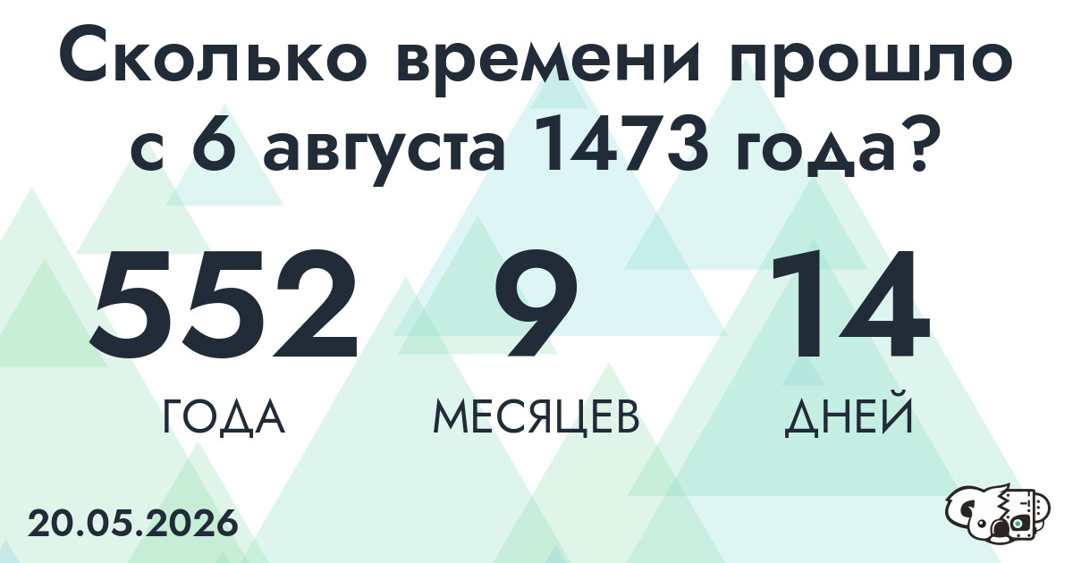 Сколько времени прошло с 6 августа 1473 года