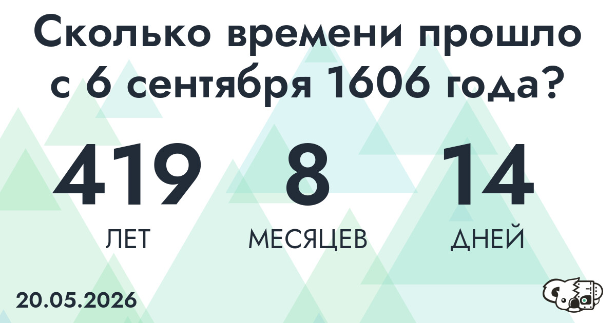 Сколько времени прошло с 6 сентября 1606 года