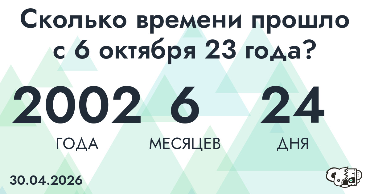 Сколько времени прошло с 6 октября 23 года