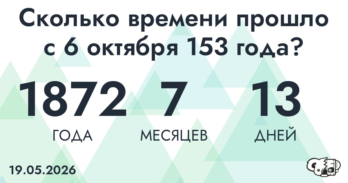 Сколько времени прошло с 6 октября 153 года