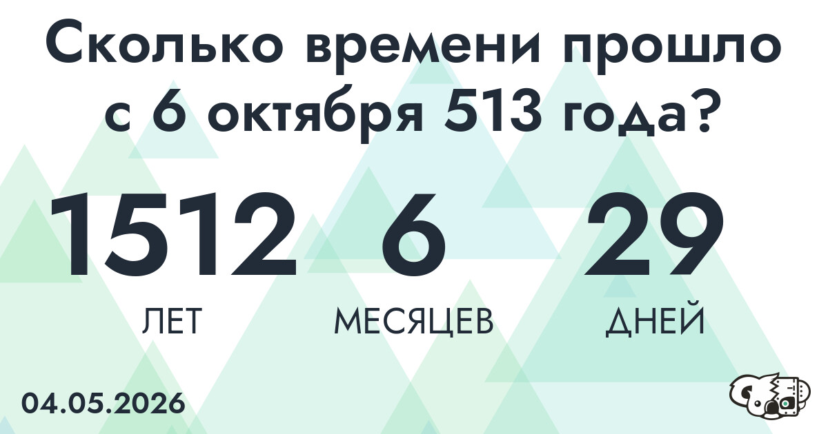 Сколько времени прошло с 6 октября 513 года