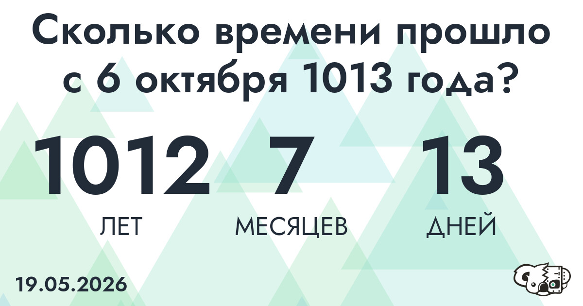 Сколько времени прошло с 6 октября 1013 года